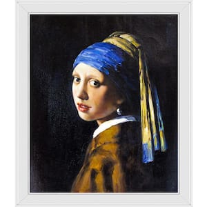 Girl with a Pearl Earring by Johannes Vermeer Gallery White Framed People Oil Painting Art Print 24 in. x 28 in.