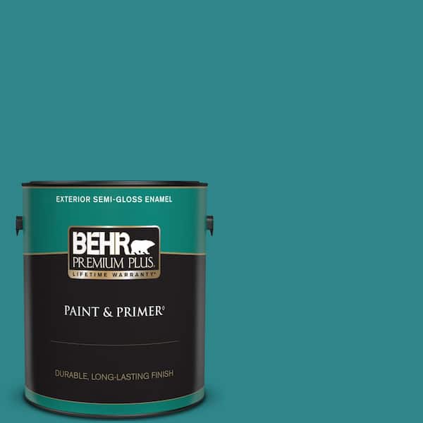 BEHR PREMIUM PLUS 1 gal. #M460-6 Thai Teal Semi-Gloss Enamel Exterior Paint & Primer