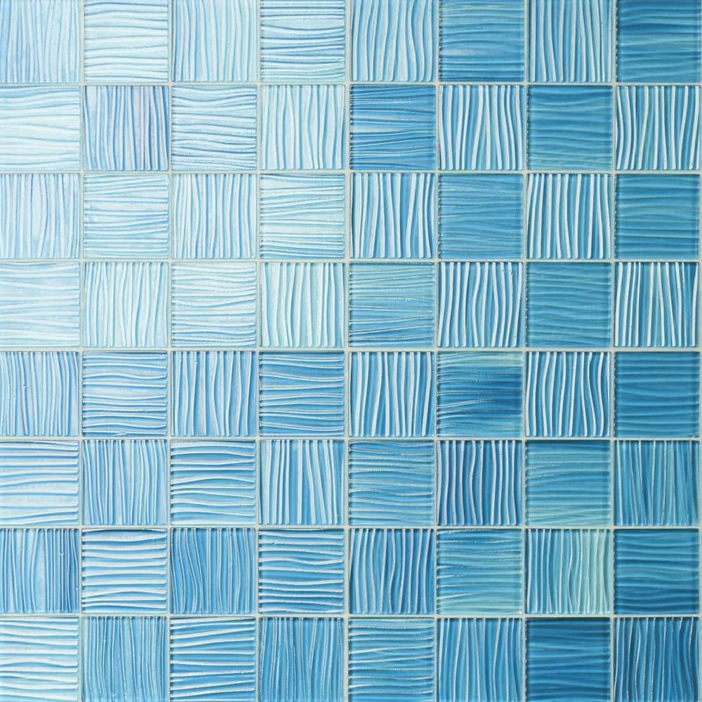 Marine Blue Polished Glass Mosaic Wall Tile
