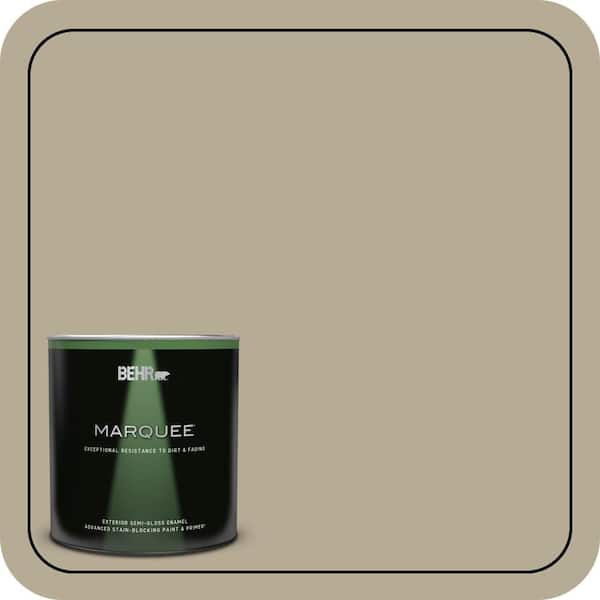 BEHR MARQUEE 1 qt. #N330-4 Explorer Khaki Semi-Gloss Enamel Exterior Paint & Primer