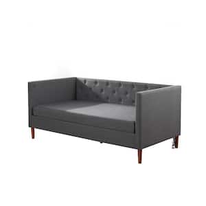 Shalini Dark Grey Upholstered Twin Daybed with USB Ports