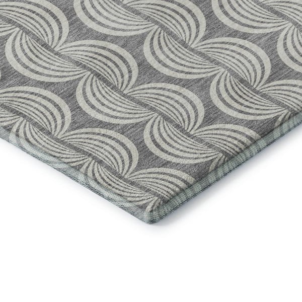 Mayfield Premium Machine Washable Abstract AMF1055 Gray 2 ft. 3 in. x 7 ft. 6 in. Runner Rug