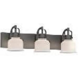 Rockhill 22.07 in. 3-Light Black LED Industrial Bathroom Vanity Light Dark LED