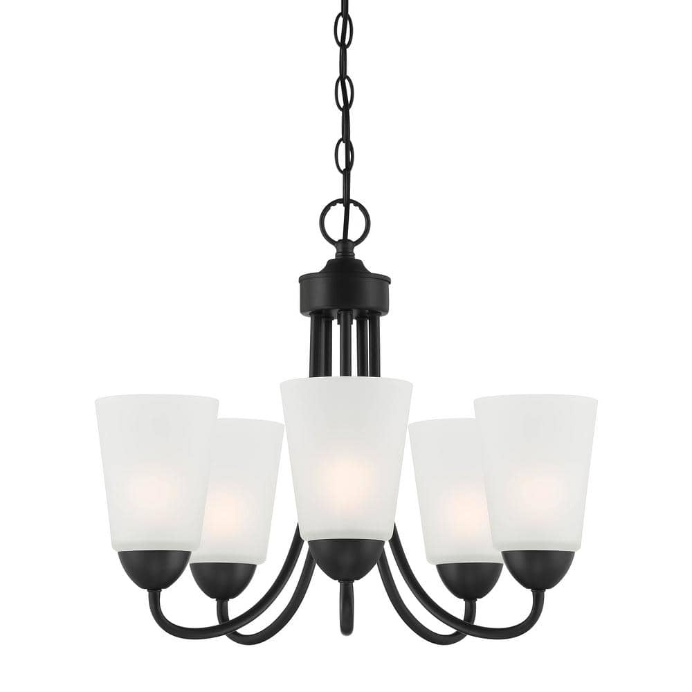 Portfolio Matte Black Transitional Teardrop Pendant Light