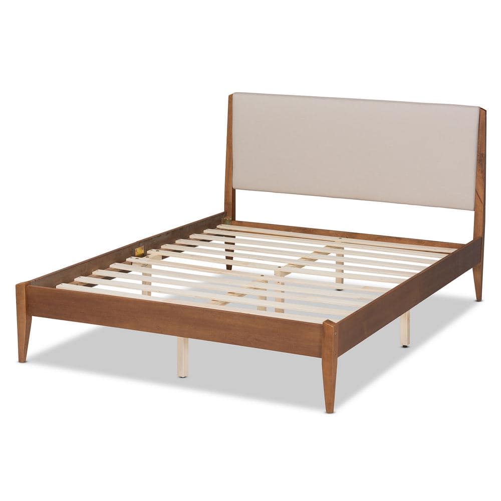 Baxton Studio Lenora Beige and Walnut Brown Queen Platform Bed 197