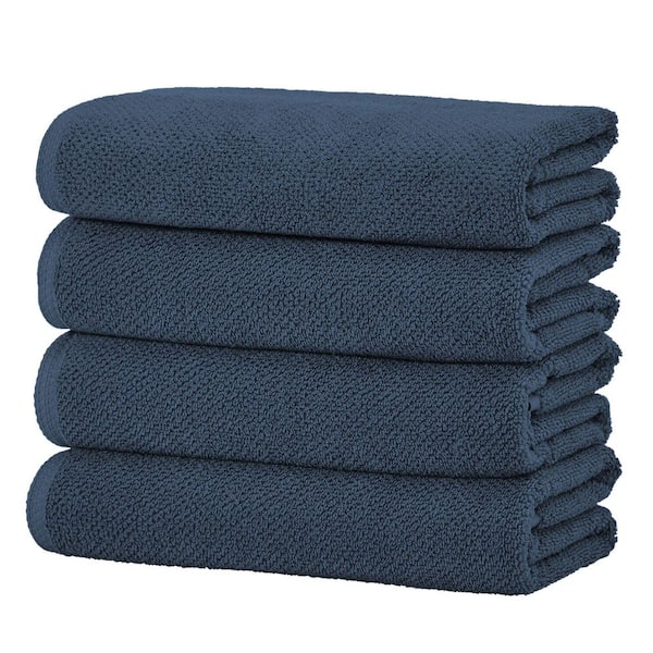 FRESHFOLDS Stone Blue 4-Pack Cotton Quick-Dry Bath Towel Set