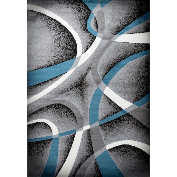 MSRUGS F Collection Katelynn Area Rug in Gray and Blue 5x7