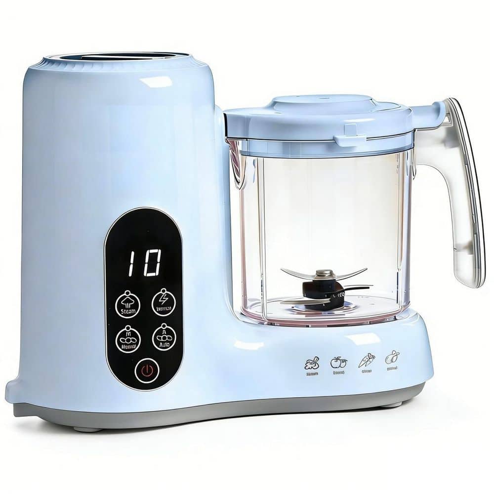 Baby Food Processor Steamer Puree Blender Grinder Mills Machine, Auto Cooking Grinding and Sterili-zing, Blue