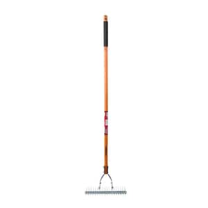54 in. L Wood Handle Thatch Rake With Grip
