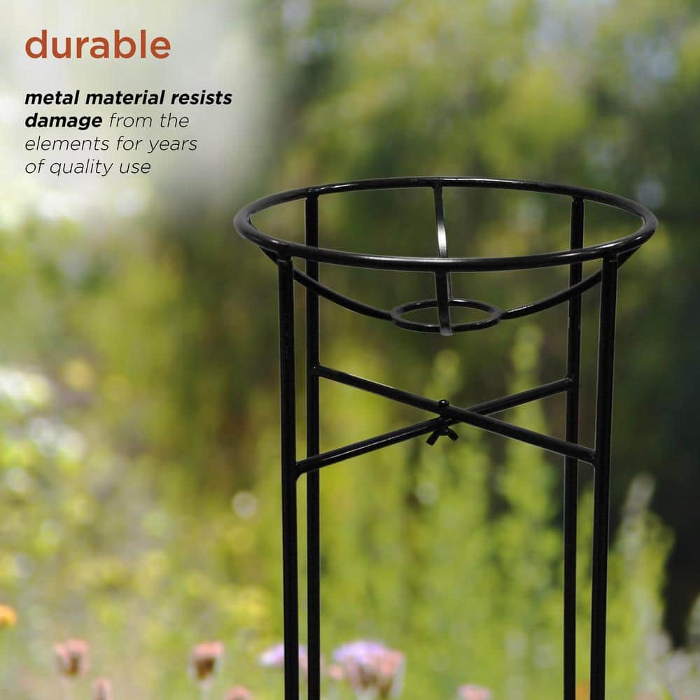 24" Black Metal Gazing Globe Stand for Outdoor Decor