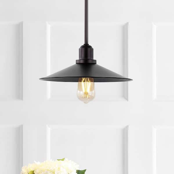 JONATHAN Y Prairie 10.5 in. 1-Light Oil Rubbed Bronze Bohemian Farmhouse Iron LED Chandelier/Pendant Design