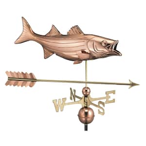 Bass with Arrow Weathervane - Pure Copper