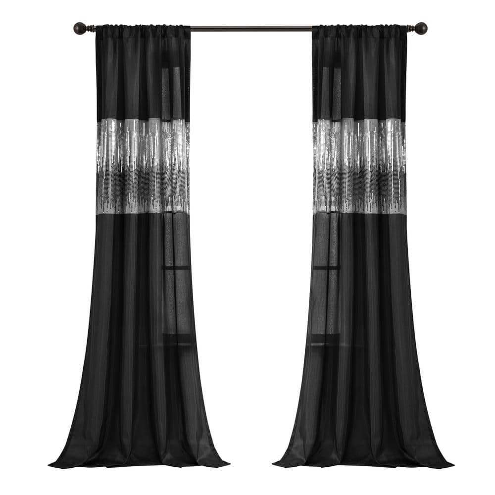 Black Solid Rod Pocket Room Darkening Curtain - 42 in. W x 84 in. L