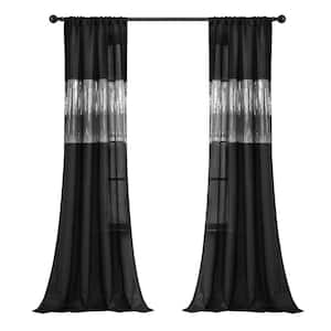 Black Solid Rod Pocket Room Darkening Curtain - 42 in. W x 84 in. L