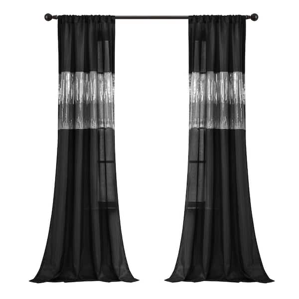Unbranded Black Solid Rod Pocket Room Darkening Curtain - 42 in. W x 84 in. L