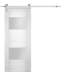 28 in. x 80 in. White Finished MDF Sliding Door with Barn Hardware