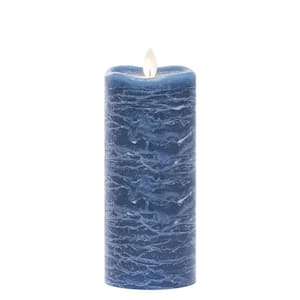 7 in. Blue Frosted Rustic LED Pillar Candle