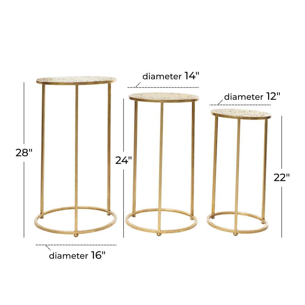 Gold Round Metal Glam Accent Table Set of 3