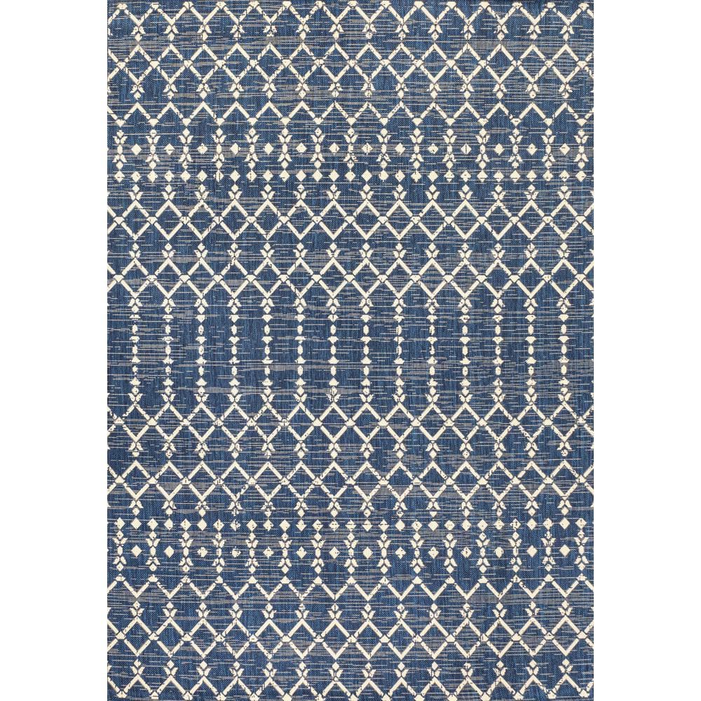 Boho-Chic Moroccan Geometric Black and Gray 8' x 10' Outdoor Area Rug