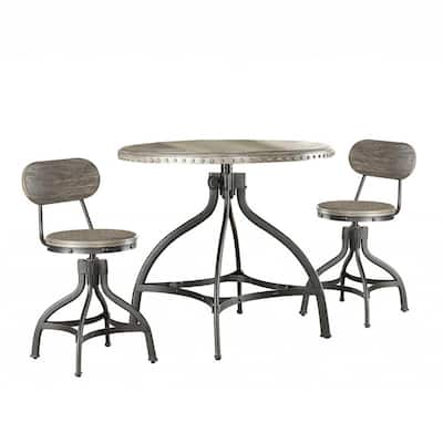 Amelia 3-Piece Gray Oak Bar Table Set