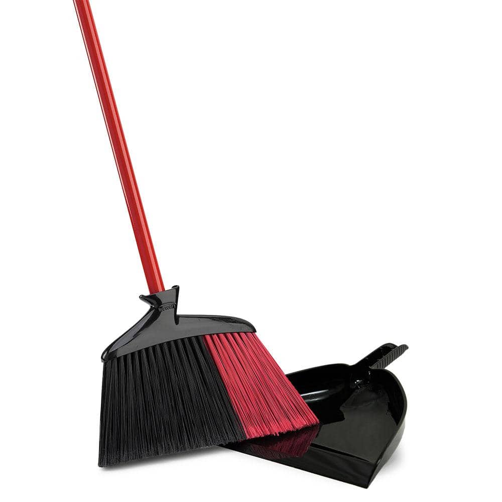 Libman Commercial Deluxe Open Lid Lobby Dustpan And Broom Sets 36 x 12  BlackRed Case of 2 Sets - Office Depot