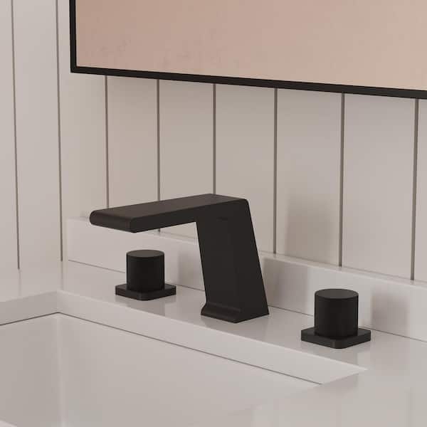 8 in. Widespread Double Handle Bathroom Faucet in Matte Black