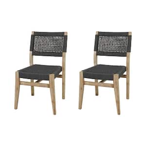 Dark Gray Wood Contemporary Outdoor Dining Chair (Set of 2)
