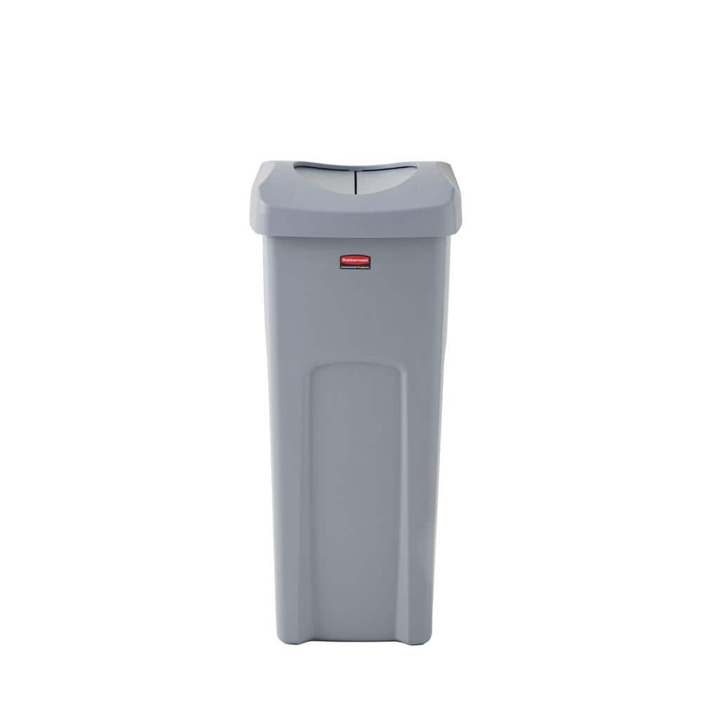 Lavex 95 Gallon Gray Wheeled Rectangular Trash Can with Lid