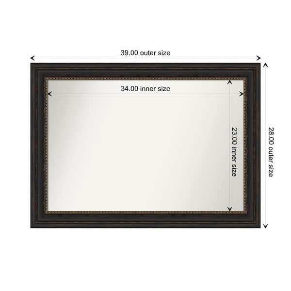 Amanti Art Accent Bronze 39 in. x 28 in. Custom Non-Beveled Polystyrene Antique Framed Bathroom Vanity Wall Mirror