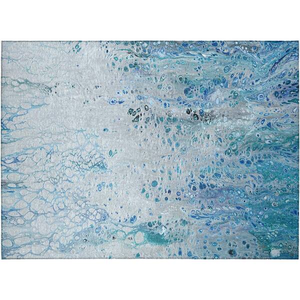 Addison Rugs Karina Blue 1 ft. 8 in. x 2 ft. 6 in. Geometric Indoor