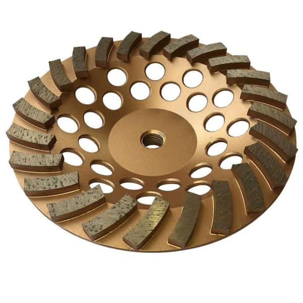 EDiamondTools 7 in. Diamond Grinding Wheel for Concrete and Masonry, 24 Turbo Segments, 5/8 in.-11 Threaded Arbor