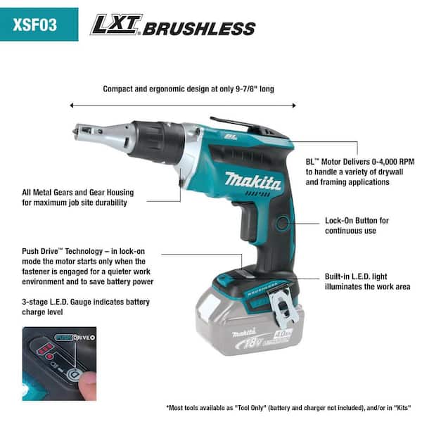 18V 5.0Ah LXT Lithium-Ion Brushless Drywall Screwdriver Kit with bonus 18V 5.0Ah LXT Brushless Drywall Screwdriver Kit