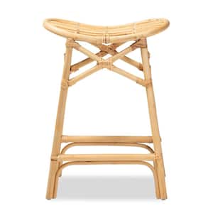 Elgon 26 in. Natural Low Back Rattan Counter Height Bar Stool
