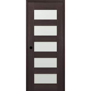 30" x 96" Vona 07-07 Right-Hand 5-Lite Frosted Glass Veralinga Oak Composite DIY-Friendly Single Prehung Interior Door