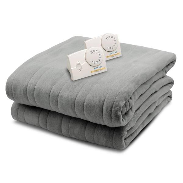 Biddeford Blankets 1004 Series Comfort Knit Heated 100 in. x 90 in. Gray King Size Blanket