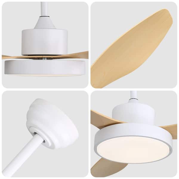Light Pro 47 in. Smart Indoor White Downrod Mount Low Profile Standard Ceiling Fan with Brown Finish and Remote Included