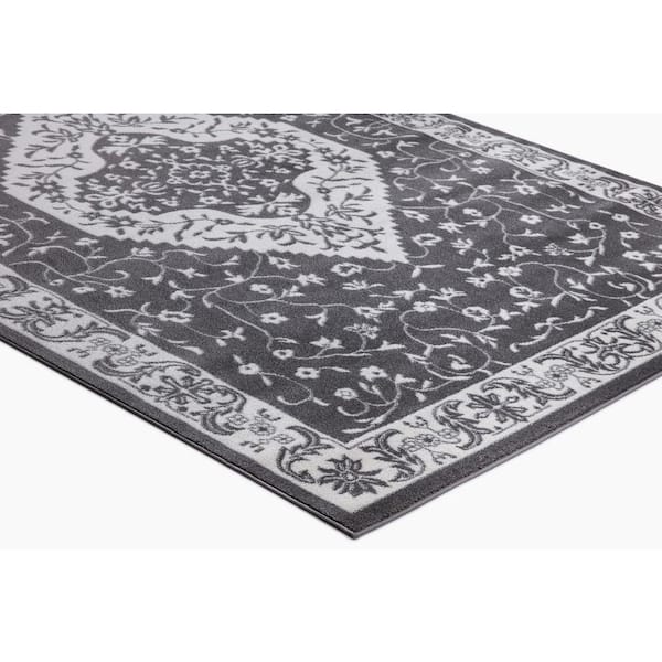 Jefferson Collection Pearl Heriz Gray 3 ft. x 4 ft. Medallion Area Rug