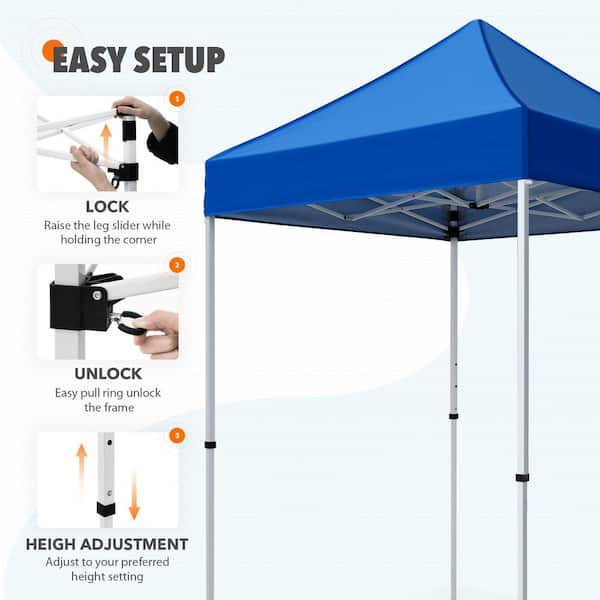 EAGLE PEAK 5 ft. x 5 ft. Blue Pop Up Canopy with 1 Removable Sunwall  E25SW1-BLU-AZ - The Home Depot