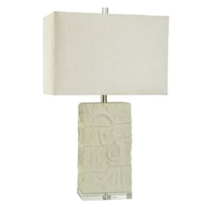 29.75 in. Clear Task and Reading Table Lamp for Living Room with White Linen Shade