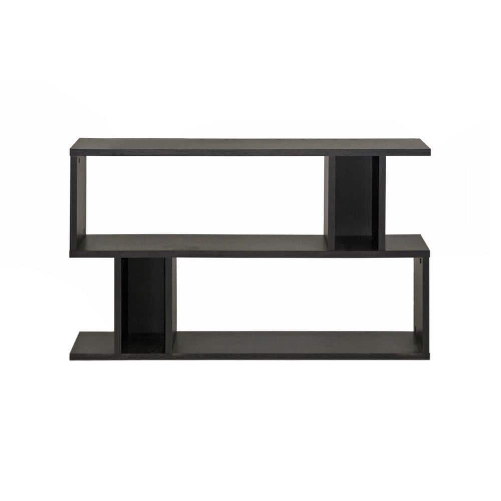 Goodwin 47.5" Dark Brown Wood 2-Level Bookshelf with Cubes