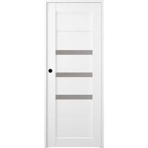 Rita 36 in. x 96 in. Left-Hand 3-Lite Frosted Glass Solid Core Bianco Noble Wood Composite Single Prehung Interior Door