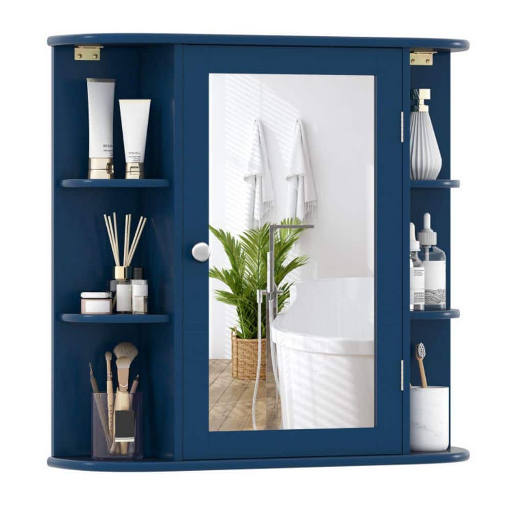 26 in. W x 25 in. H Surface Mount Rectangular MDF Medicine Cabinet with Mirror in Blue price history on PriceWatchPro