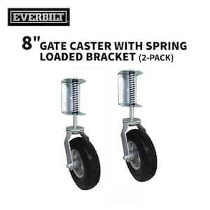 8 in. Black Rubber and Steel Pneumatic Swivel Gate Caster with Spring-Loaded Bracket and 200 lbs. Load Rating (2-Pack)