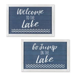 23.63 in. Long Wooden Lake Themed Signs (Set of 2)