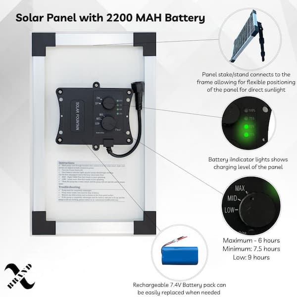 39 in. H Solar Powered Sand Stone Resin Outdoor 2-Tiered Fountain with Freestanding Bird Bath Design