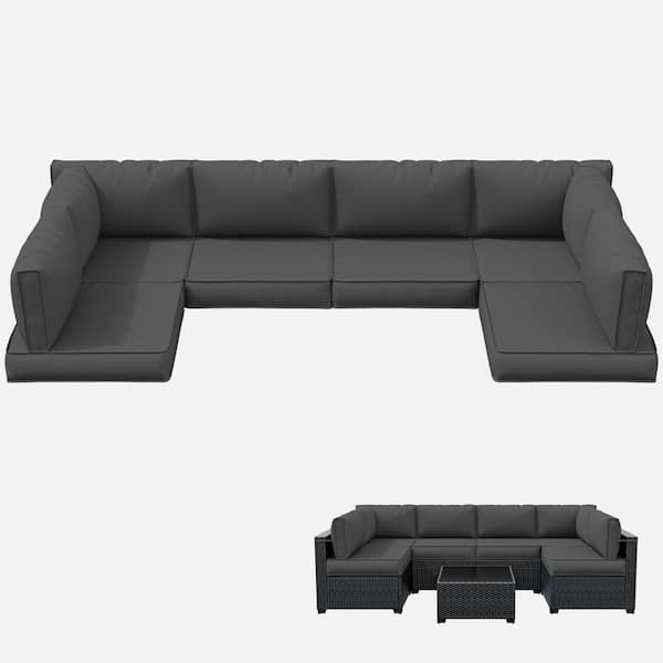 WNP 26 in. x 26 in. x 4 in. (14-Piece) Deep Seating Outdoor Lounge Chair Sectional Cushion Grey