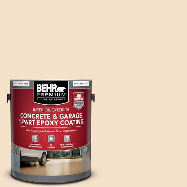 BEHR PREMIUM 1 gal. #BWC-08 Pebble Cream Self-Priming 1-Part Epoxy Satin Interior/Exterior Concrete and Garage Floor Paint