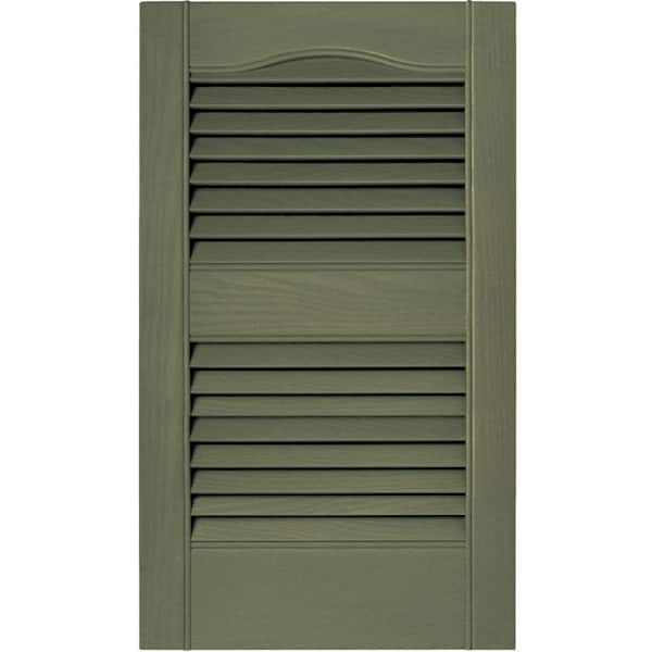 Builders Edge 15 in. x 25 in. Louvered Vinyl Exterior Shutters Pair in #282 Colonial Green