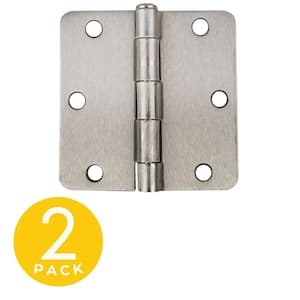 3.5 in. x 3.5 in. Satin Nickel Surface Mount Removable Pin with 1/4 in. Radius Hinge - Set of 2