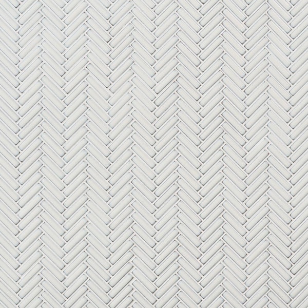 Motif Herringbone Snow White 11.14 in. x 11.14 in. Glossy Porcelain Mosaic Floor and Wall Tile (0.86 sq. ft./each)